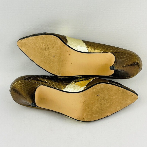 Womens 6.5M Sutton Plaza Pumps Metallic Bronze Gold Copper‎ Faux Snakeskin Heels - Picture 8 of 10